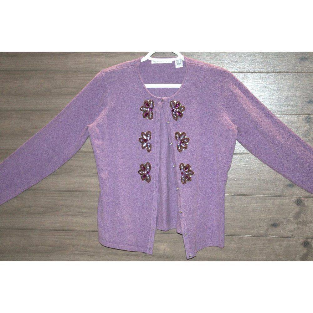 Vintage Marisa Christina Purple Cardigan with Beading size Small